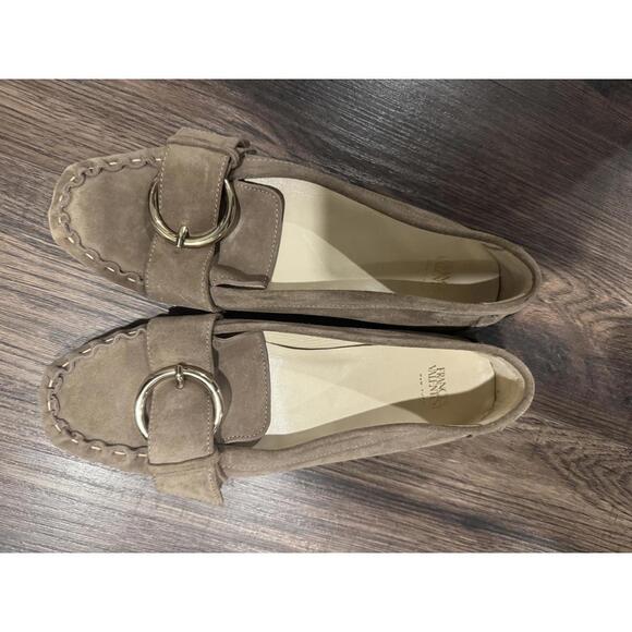 New Frances Valentine Teddy Suede Stone Loafers sz 7.5 - Picture 1 of 5